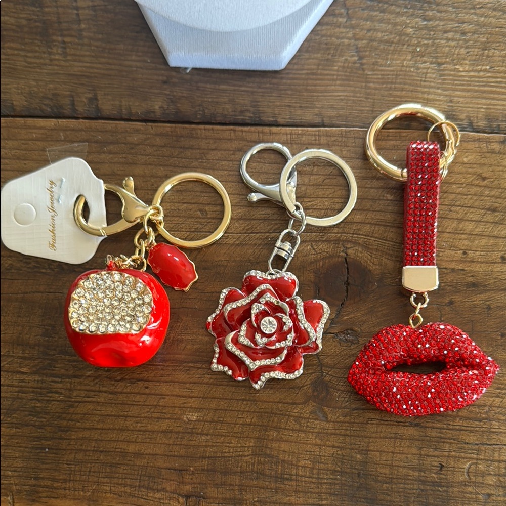 Red and Gold Keychain Purse Charm Set